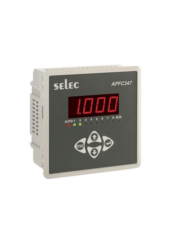 Power Factor Controller, 8 Stage, 96x96mm, 1 CT Sensing, Digital - Selec APFC347-108-230