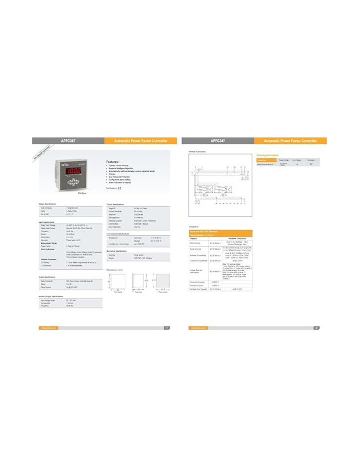 Power Factor Controller, 8 Stage, 96x96mm, 1 CT Sensing, Digital - Selec APFC347-108-230