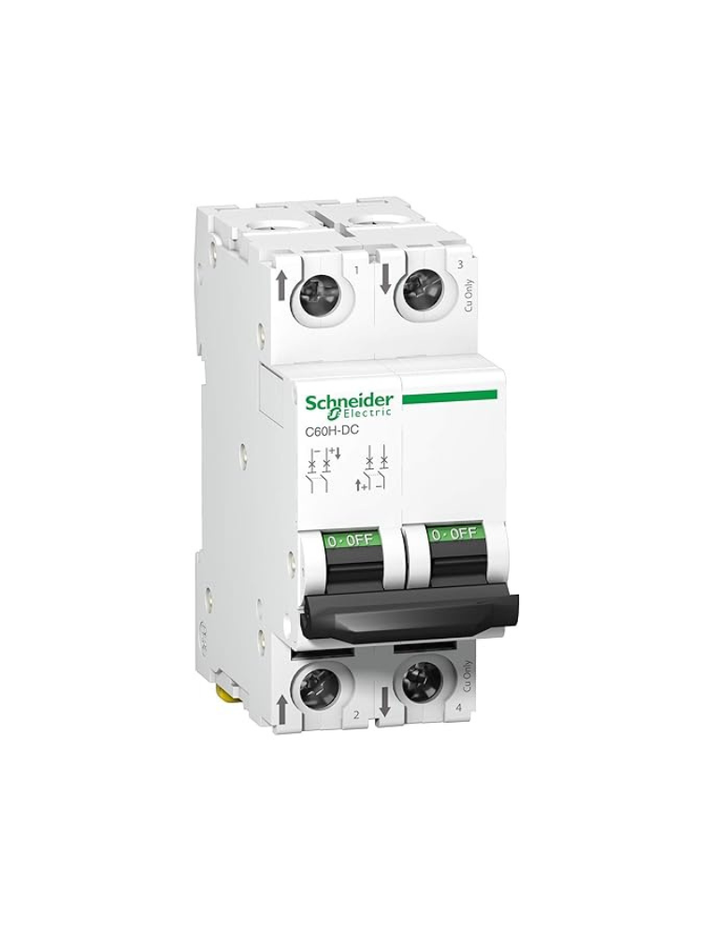 SCHNEIDER ELECTRIC A9N61528 Thermal Magnetic Circuit Breaker, C Curve, Multi 9 C60H-DC Series, 10 A, 2 Pole, 500 V