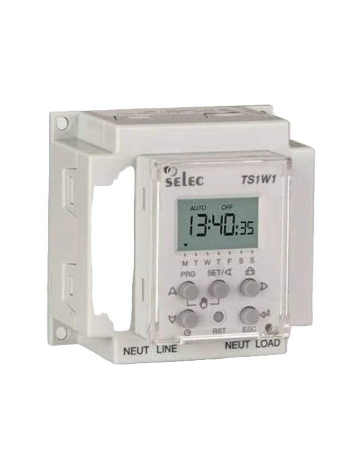 SELEC TS1W1, Daily/Weekly Timer Switch, Wall Mount, 50 ON-Off Steps, CE Certified Product Grey