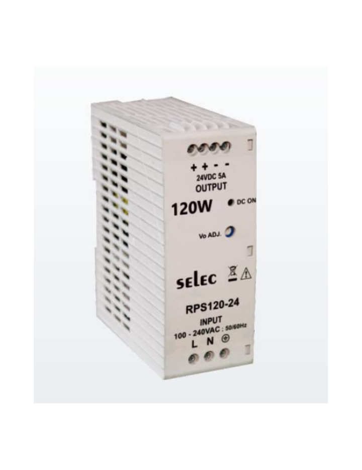 24VDC 5Amp. Rail Mounting Power Supply Selec RPS120-24 (Industrial)