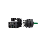 Schneider Electric Illuminated selector switch has 2 position short handle with pole contact of 1NO green-XB5AK123M1N