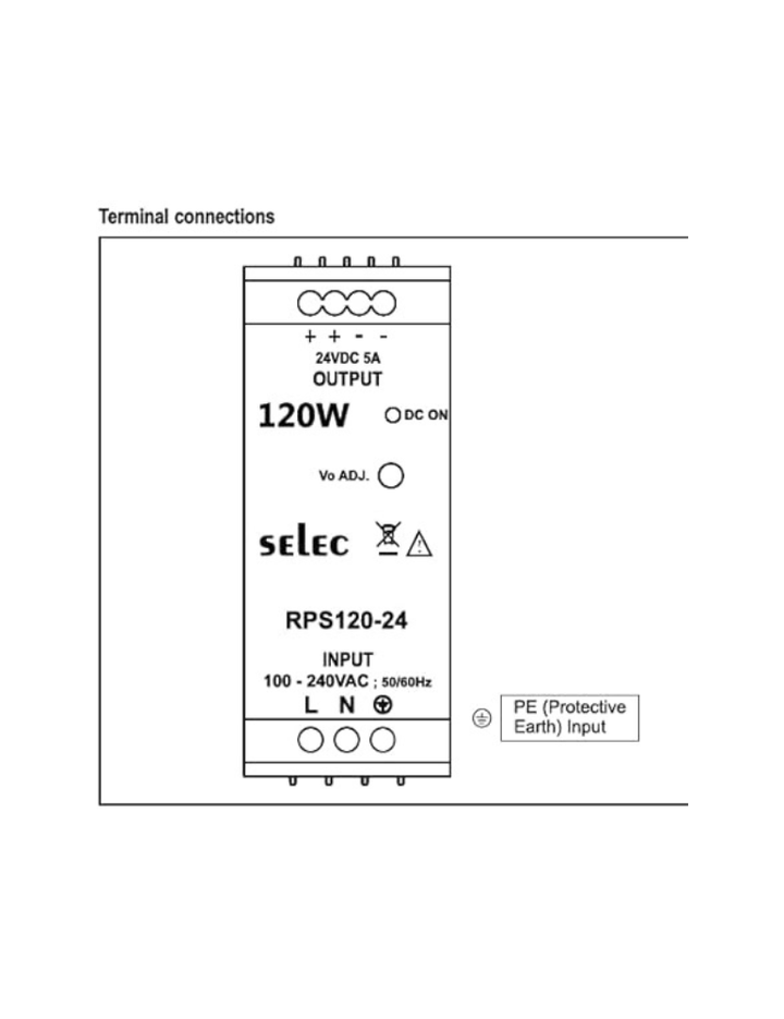 24VDC 5Amp. Rail Mounting Power Supply Selec RPS120-24 (Industrial)