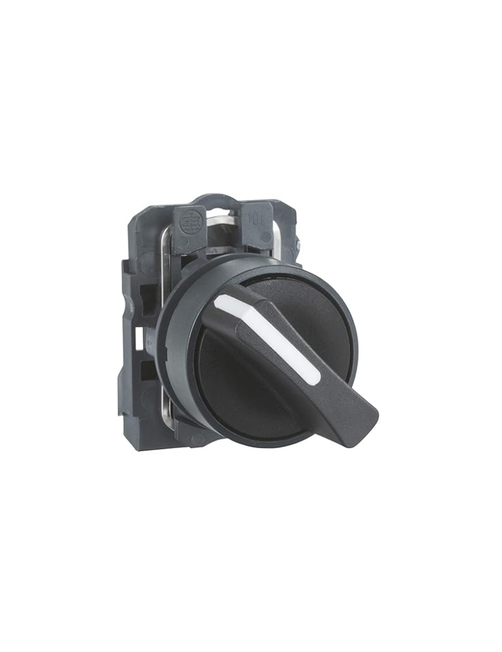 Schneider Electric, selector switch, Harmony XB5N/XB7N, plastic, black, 22mm, short handle, 2 position, stay put, 1 NO, XB5AD21N