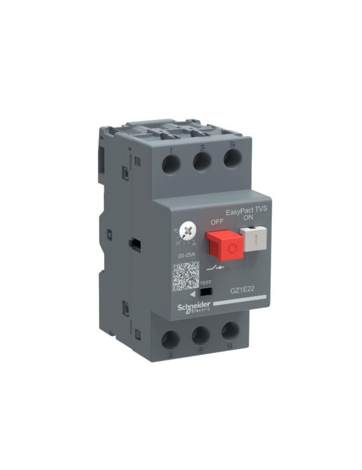 Schneider Electric GZ1E20 Motor Circuit Breaker 3 Poles Thermal-magnetic Trip Unit with Push Button Control Offers Reliable Protection (13-18A), Grey