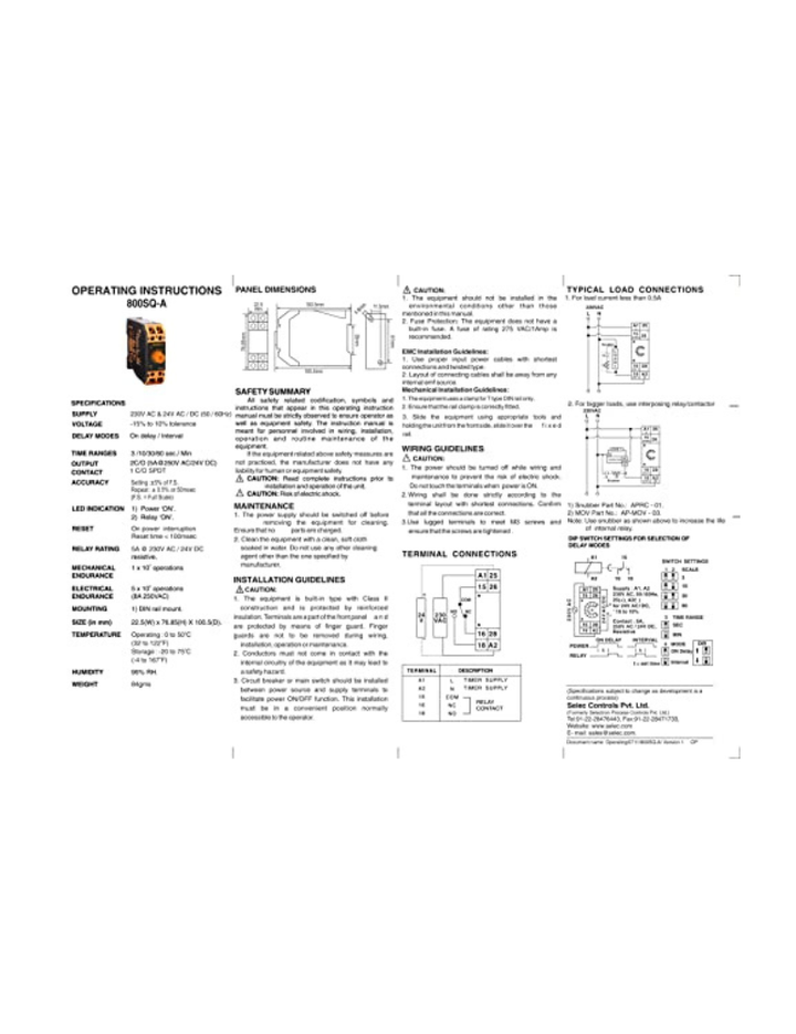 Selec 800Sq-A Din Rail On Delay Timer