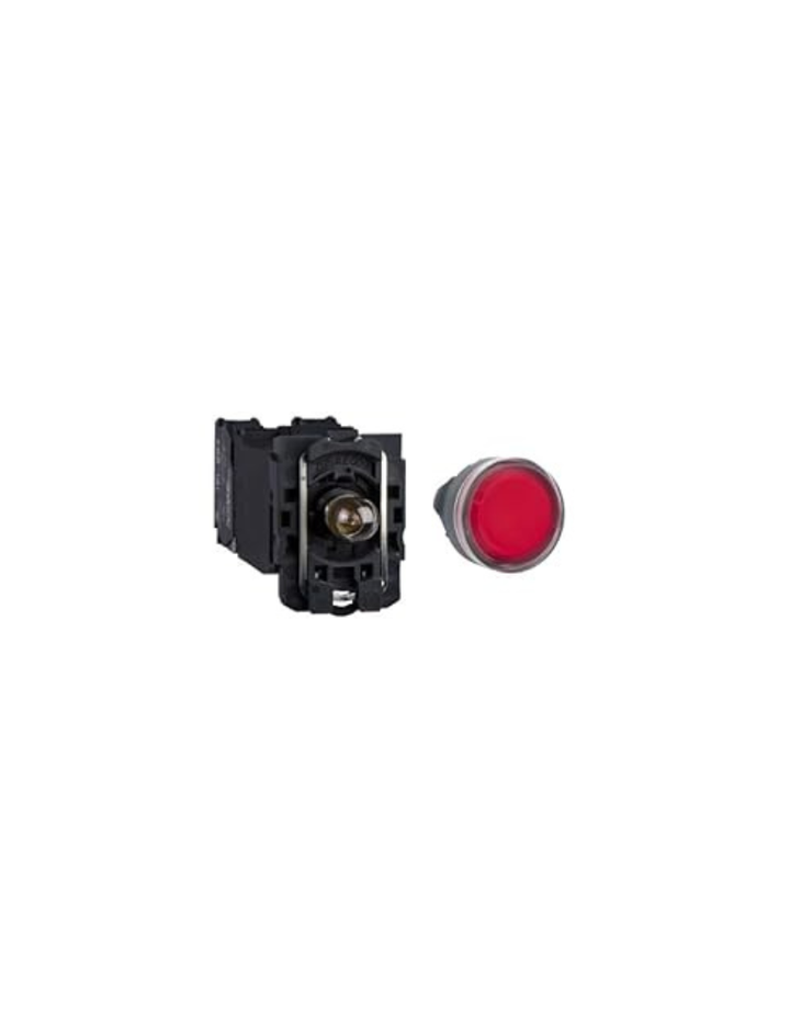 Schneider Electric, illuminated pushbutton, Harmony XB5N/XB7N, plastic, flush, red, 22mm, spring return, 24V AC DC, 1 NC, XB5AW34B2N