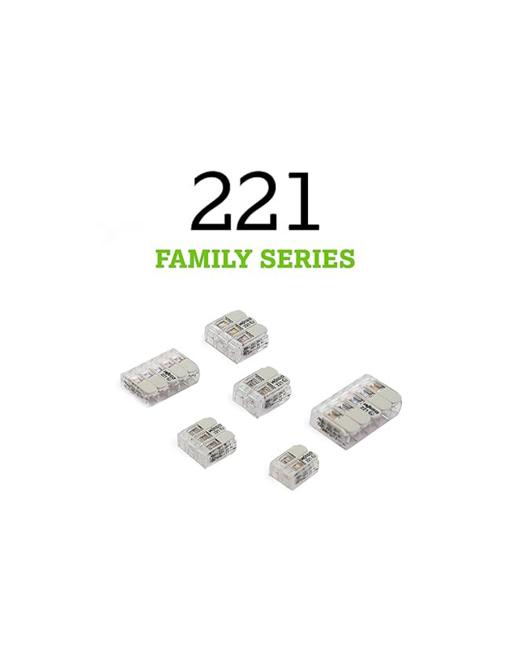 221-483 | WAGO 3-Conductor with Operating levers | 24-12 AWG | Transparent housing | [Box of 50 Pieces]