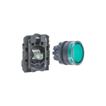 Schneider Electric, XB5AW33M1N, Harmony XB5, Green Illuminated push button, 22mm, spring return, 1 NO, LED 230 V AC
