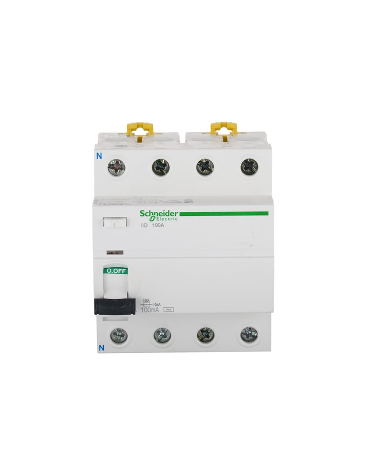 Schneider Acti 9 100-Amp 4-Pole 100mA RCCB, White, Standard (FE_A9R12491)