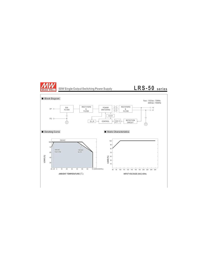 MEAN WELL MeanWell LRS-50-24 Power Supply - 50W 24V