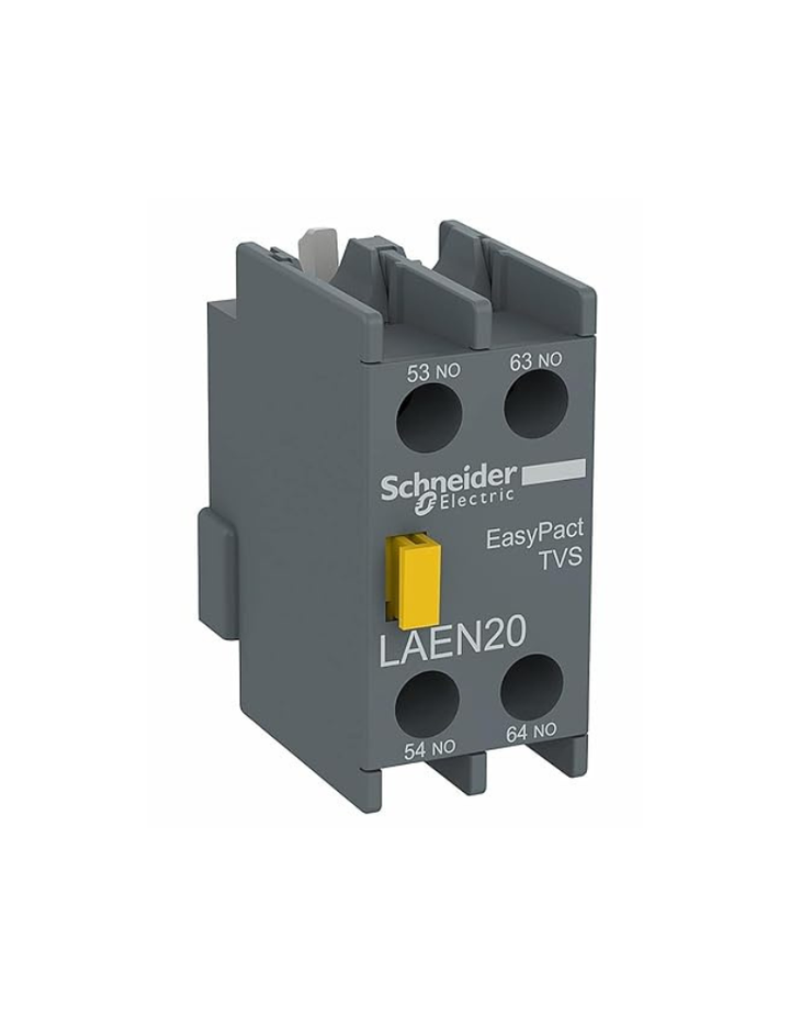 Schneider Electric LAEN20 Easy Pact TVS - Auxiliary Contact Block - 2 NO - Screw-Clamps terminals