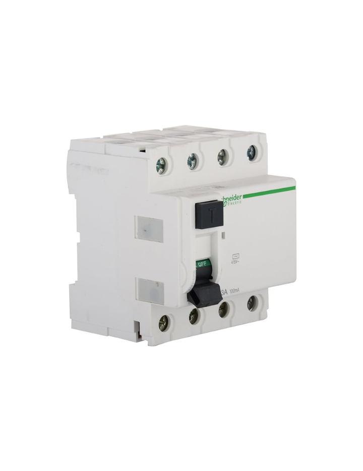Schneider Electric A9N16259 Polycarbonate Acti 9 63Amp 4-Pole 100Ma Rccb, White