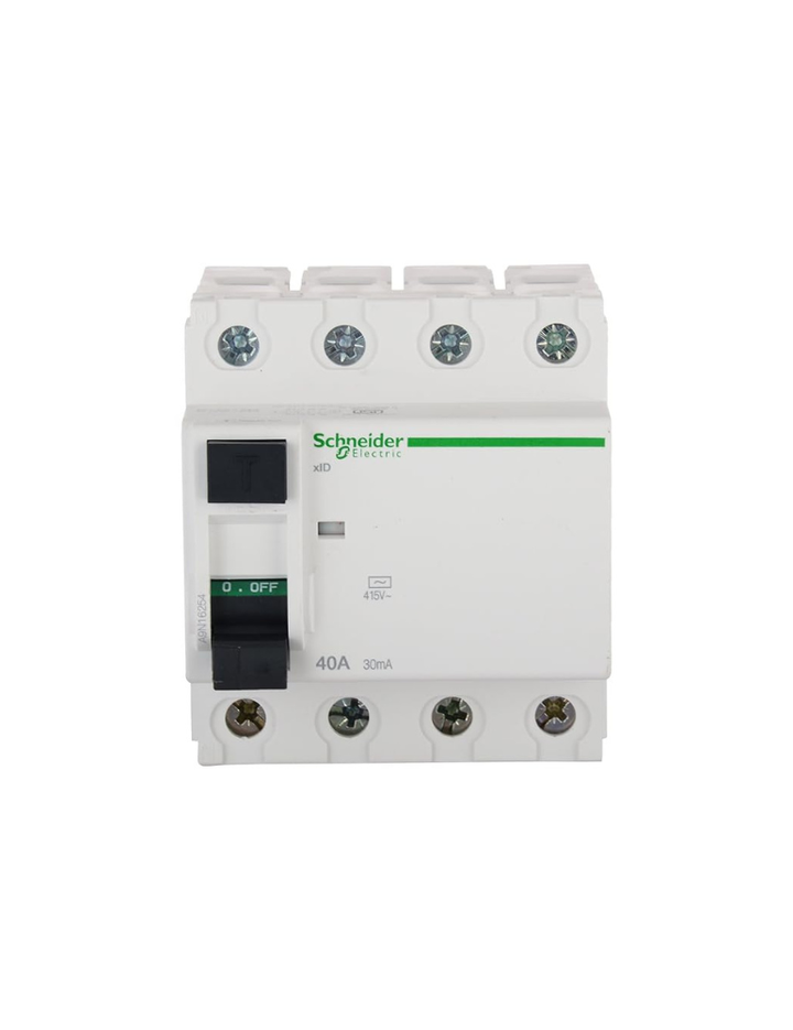 Schneider Electric polycarbonate Acti 9 Rccb, 40-A, 4-Pole, 30Ma (White), Standard (FE_A9N16254)