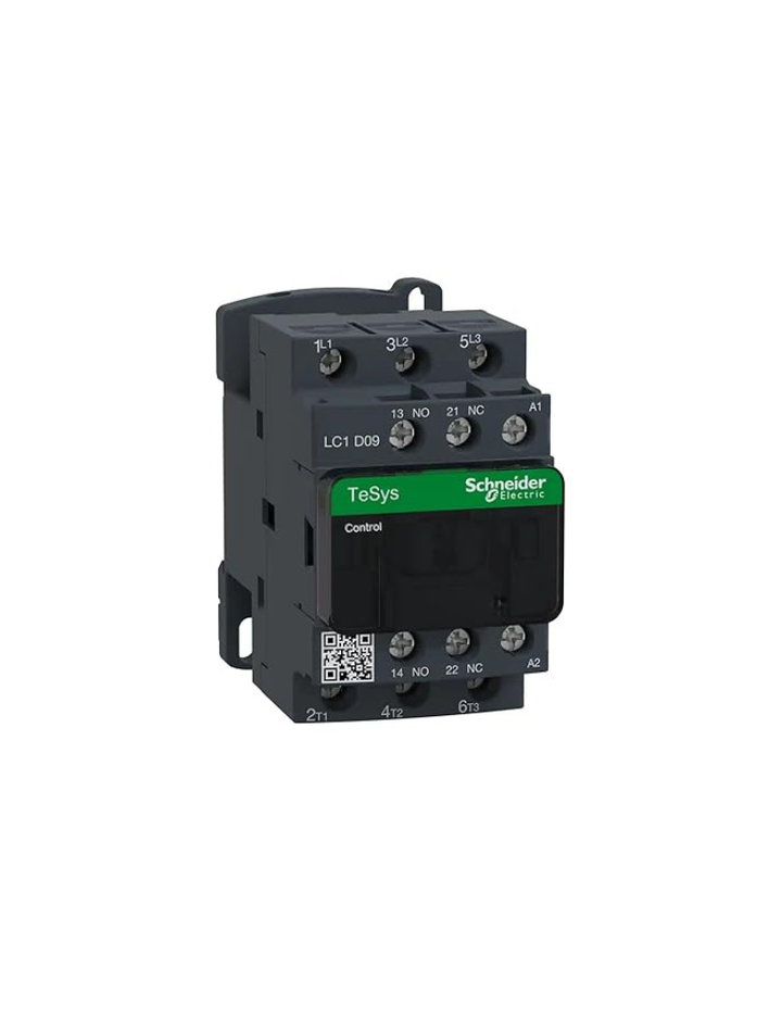 Schneider Electric TeSys D - AC Contactor - 9A, AC3 (lt= 440 V), 220VAC Coil, 3 Pole, 1NO 1NC, White, Plate & Rail Mounting Contactor, LC1D09M7 Contactor