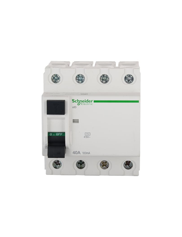 Schneider Acti 9 40-Amp 4-Pole 100mA RCCB, White, Standard (FE_A9N16255)