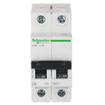 Schneider Electric Acti 9 6-A 2-Pole Polycarbonate MCB (White),Standard,FE_A9N2P06C