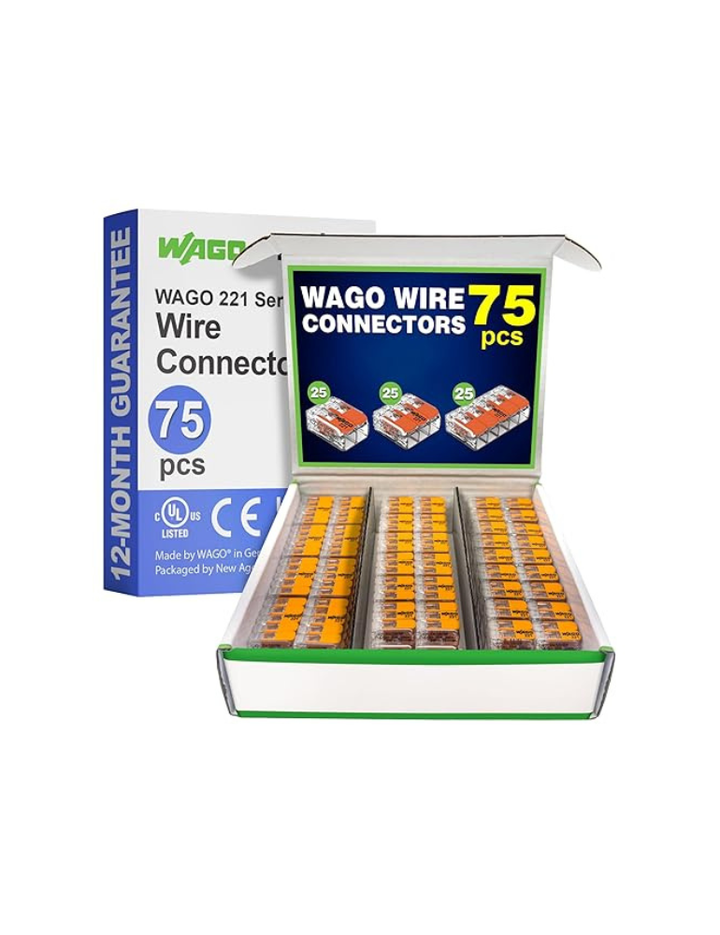 WAGO 221 Series 75pc 221 Series Assortment with Case Includes (25x 221-412), (25x 221-413), (25x 221-415)