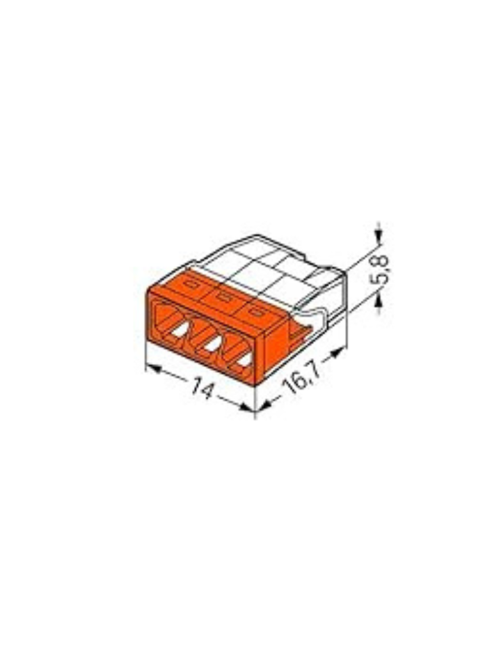 WAGO 2273-203 Compact Push Wire Connector for Junction Boxes, 3-Conductor Connector (10 PK)
