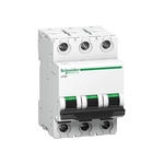 Schneider Electric Acti9 MCB A9N3P10C, 10Amp 3 Pole MCB, C Curve, 10000A (10kA) White Color Miniature Circuit Breaker