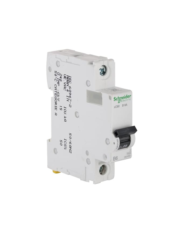 Schneider Electric A9N1P06B Polycarbonate Acti 9 6-ampere 1-Pole MCB (White), Standard (FE_A9N1P06B)