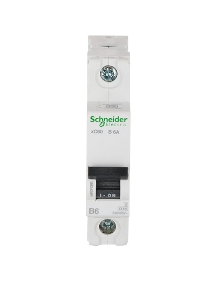 Schneider Electric A9N1P06B Polycarbonate Acti 9 6-ampere 1-Pole MCB (White), Standard (FE_A9N1P06B)