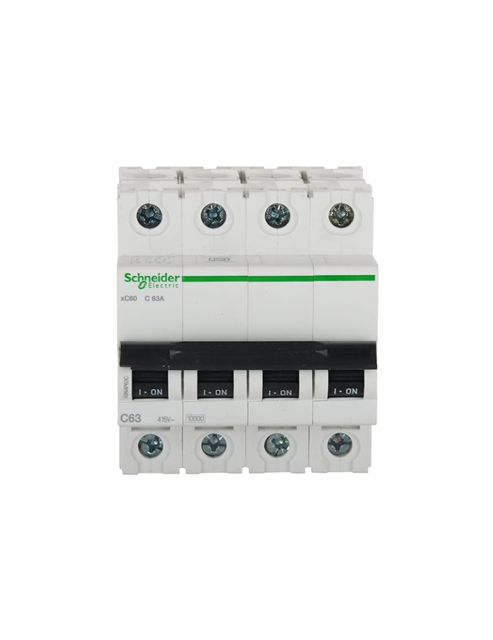 Schneider Electric Acti 9 63-A, ampere 4-Pole C Curve MCB, White, Standard (ACT 9 'C' CURVE)