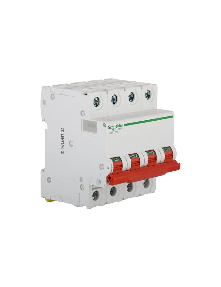 Schneider Electric Acti 9 63-A 4-Pole Polycarbonate MCB Isolator (White), Standard, (FE_A9S4P063)