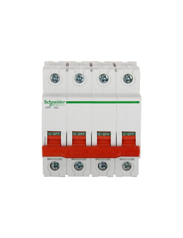 Schneider Electric Acti 9 63-A 4-Pole Polycarbonate MCB Isolator (White), Standard, (FE_A9S4P063)