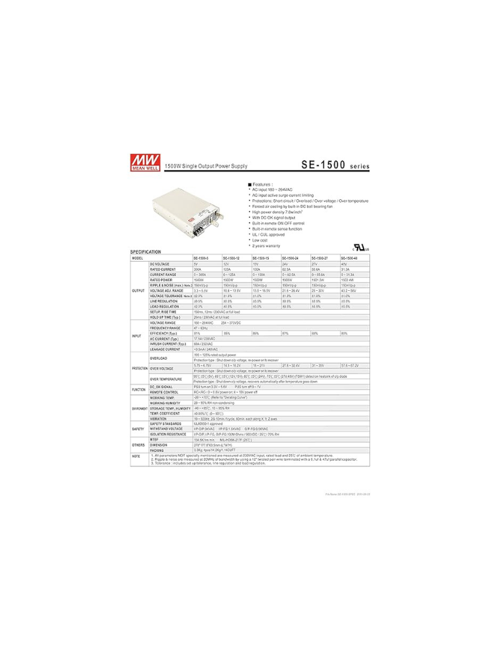 MEAN WELL [Powernex] Mean Well Se-1500-12 12v 125a 1500w Single Output Power Supply