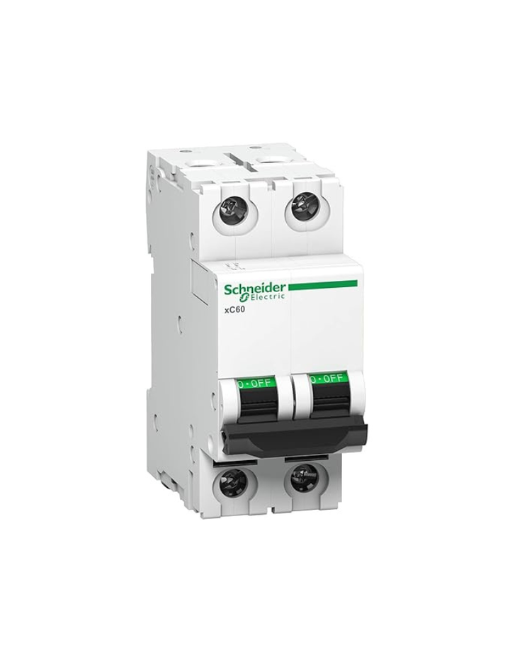 Schneider Electric 63A DP C-Curve ACTI9 10kA MCB (White, A9N2P63C)