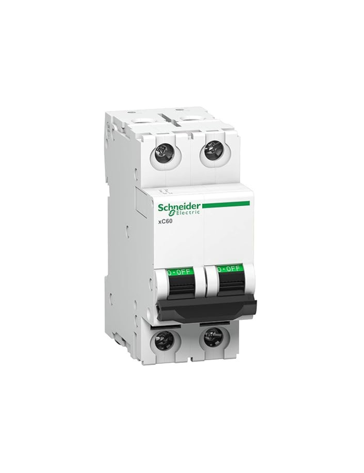 Schneider MCB 6A DP C-Curve ACTI9 10kA Miniature Circuit-Breaker, DIN Rail Mount (White) (A9N2P06C)