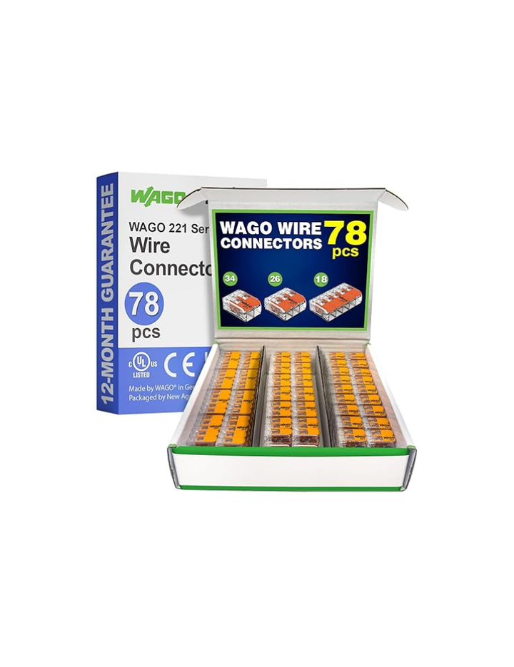 WAGO 221 Series 78pc 221 Series with Case Includes (34x 221-412), (26x 221-413), (18x 221-415)