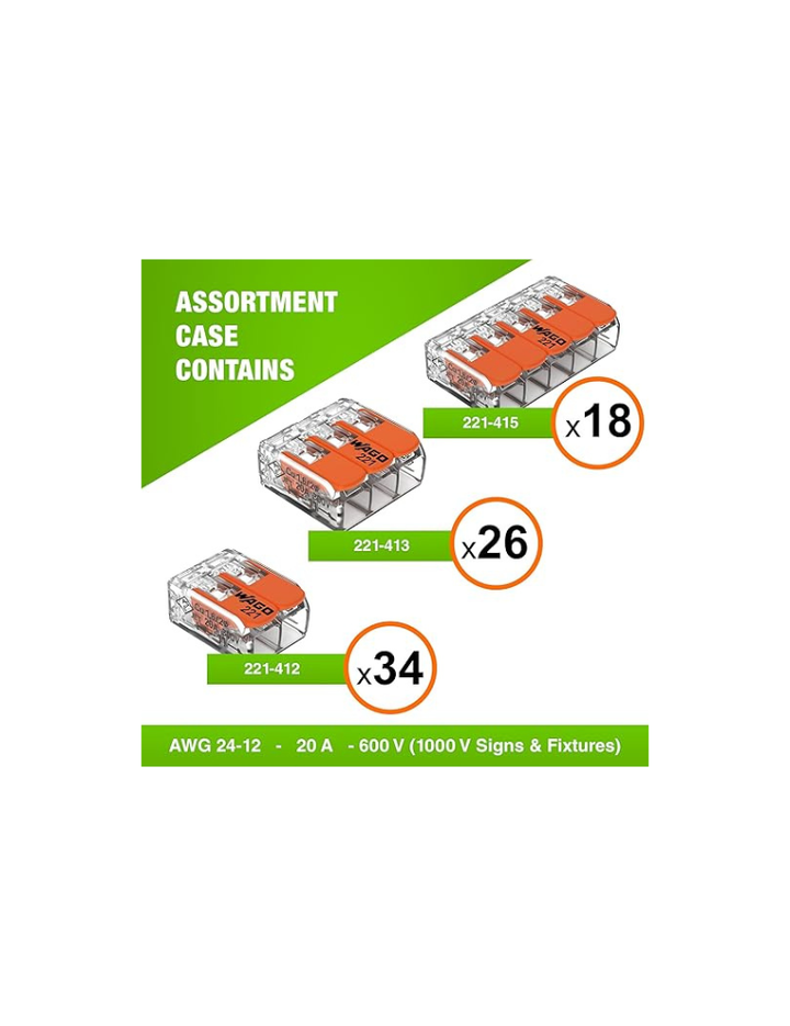 WAGO 221 Series 78pc 221 Series with Case Includes (34x 221-412), (26x 221-413), (18x 221-415)
