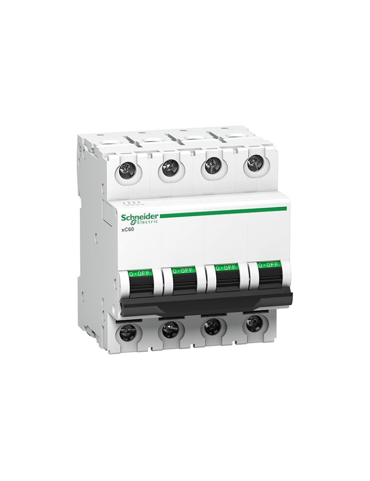 Schneider Electric Acti9 MCB A9N4P40C, 40Amp 4 Pole MCB, C Curve, 10000A (10kA) White Color Miniature Circuit Breaker