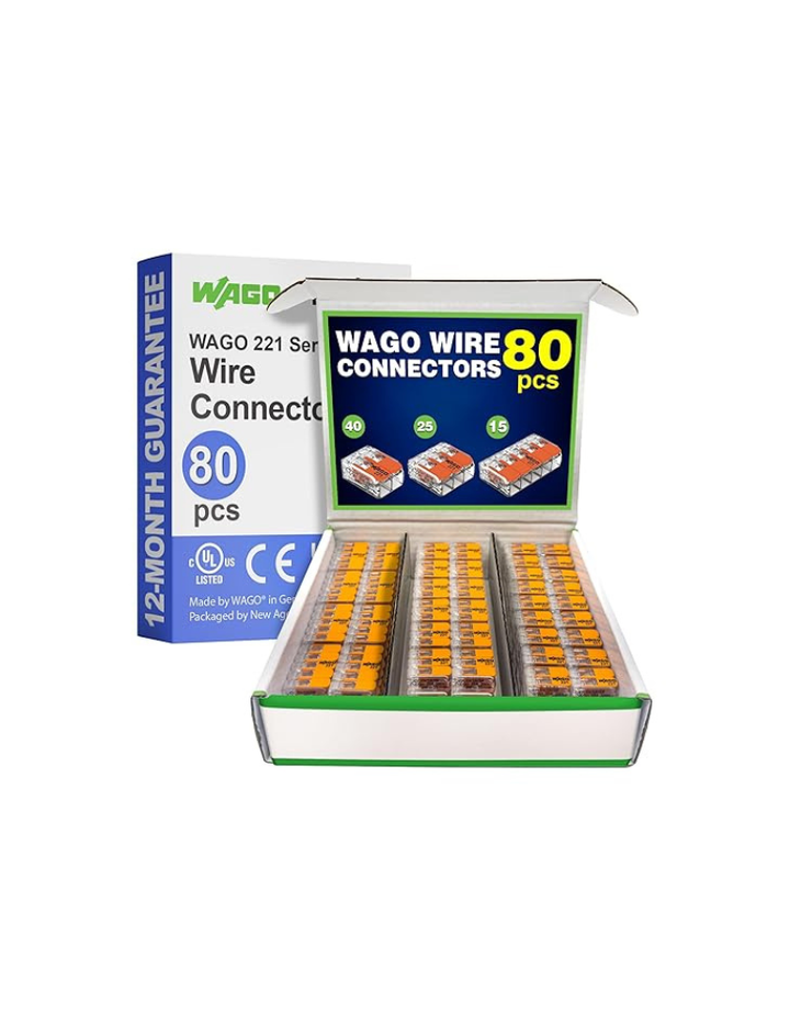 WAGO 221 Series 80pc 221 Series with Case Includes (40x 221-412), (25x 221-413), (15x 221-415)