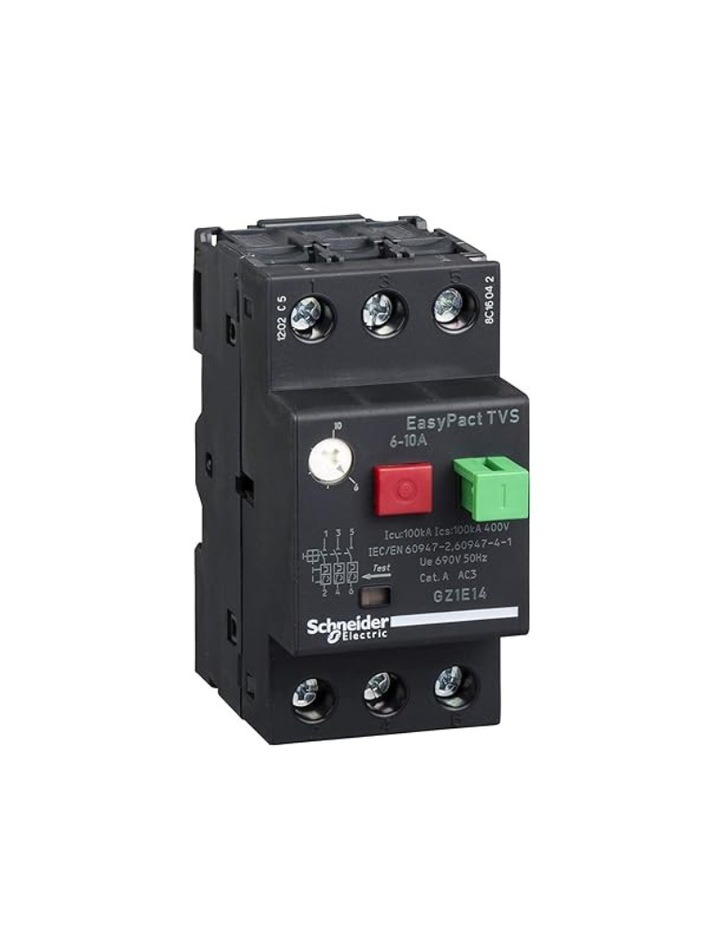 Schneider Motor Circuit Breaker GZ1-3 Poles 3D Range(6A to 10A) thermomagnetic Trip Unit Push Button control GZ1E14