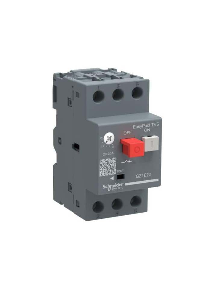 Schneider Motor Circuit Breaker GZ1-3 Poles 3D Range(4A to 6.3A) thermomagnetic Trip Unit Push Button control GZ1E10
