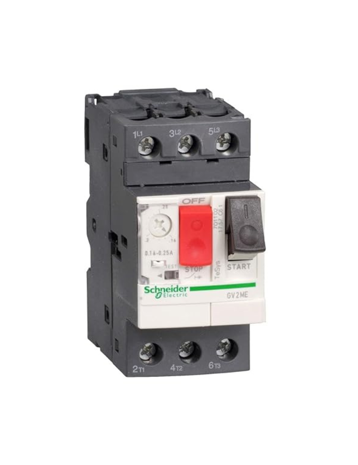 Schneider Electric TeSys GV2 - Motor Circuit Breaker, 3 Pole, 6-10A, Push Button, Thermal Magnetic, Screw Clamp Terminals, GV2ME14 MPCB