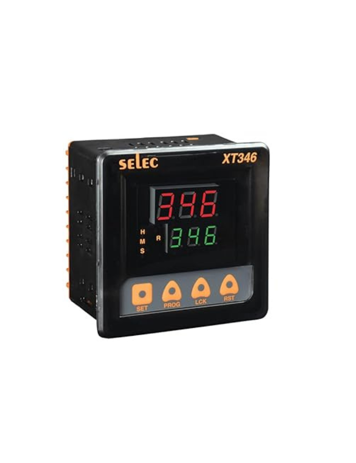XT346, 3 Digit dual LED display Multi function timer, 2 C/O SPDT 85 to 270VAC supply