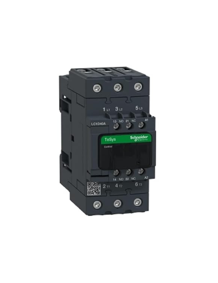 Schneider Electric TeSys D - AC Contactor - 40A, 3Pole, AC3 (lt= 440 V) Contactor with 220VAC coil, 1NO 1NC, LC1D40AM7 Contactor