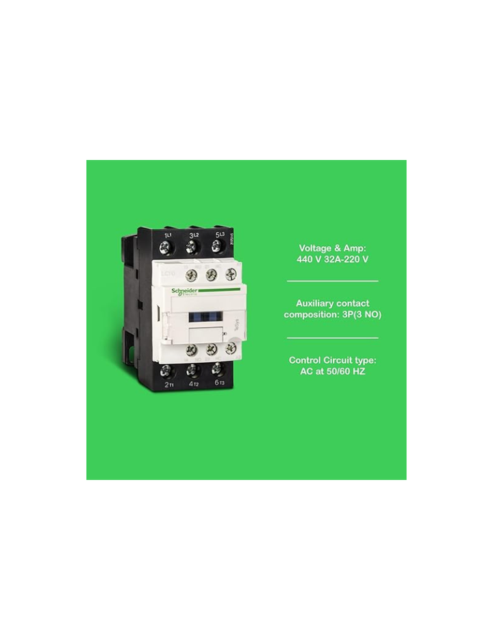 Schneider Electric LC1D32M7 IEC Magnetic Contactor,220V Coil,32A