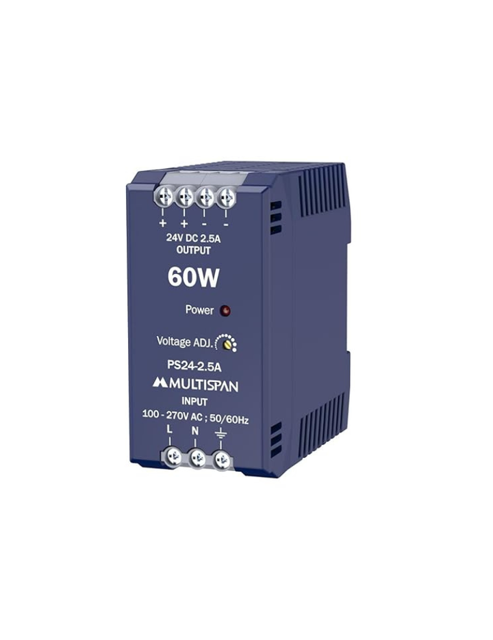 Multispan 60W 24V DC 2.5A Output Power Supply, Input 100-270V AC, 50/60Hz