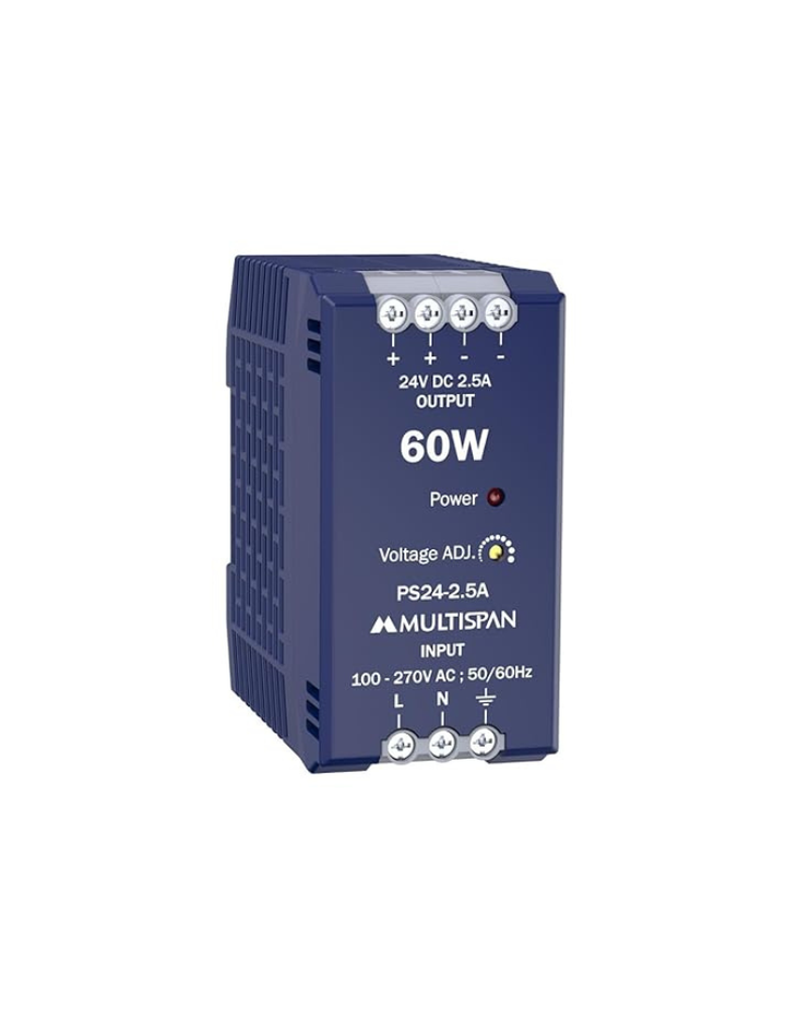 Multispan 60W 24V DC 2.5A Output Power Supply, Input 100-270V AC, 50/60Hz