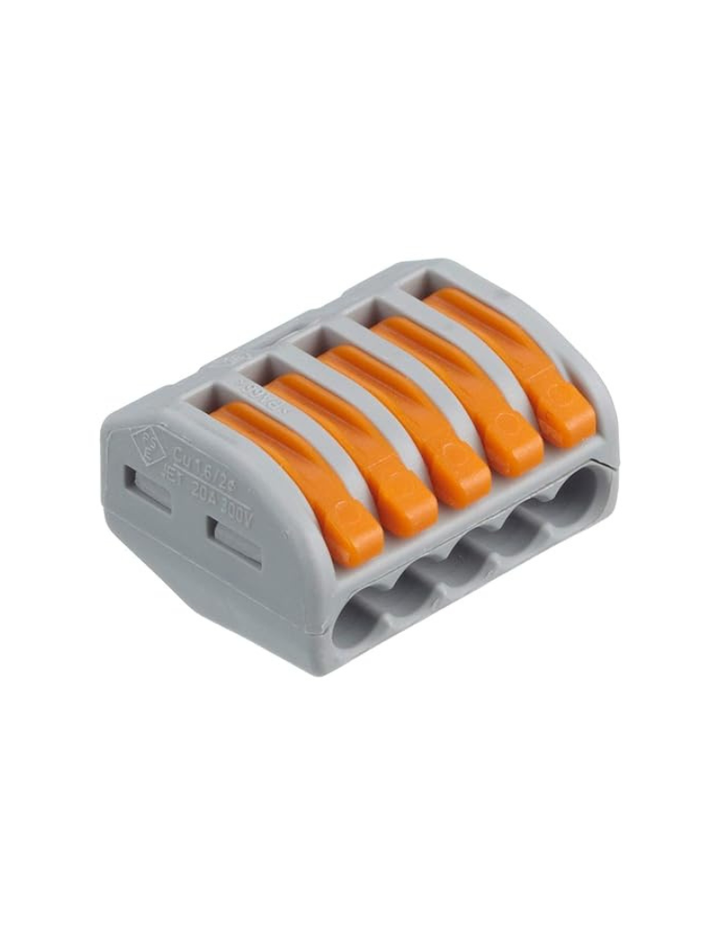 Wago 222415 5 Pole Connecting Terminal Gray Control Levers 008 4 mm 40 Pieces