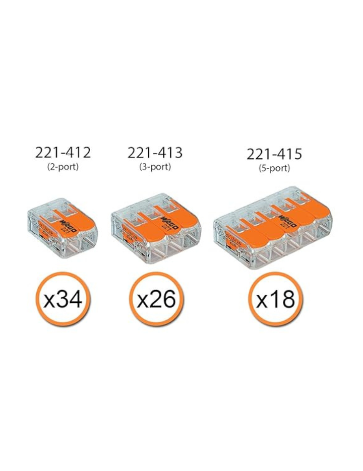 WAGO 221 Lever Nuts 78pc Compact Wire Connector with Case Includes 221-412, 221-413, 221-415