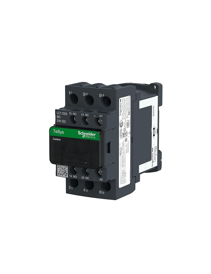 Schneider Electric LC1D25BD 3P CONT 25A AC3 11KW 1NO 1NC 24VDC COIL, Multi-Coloured