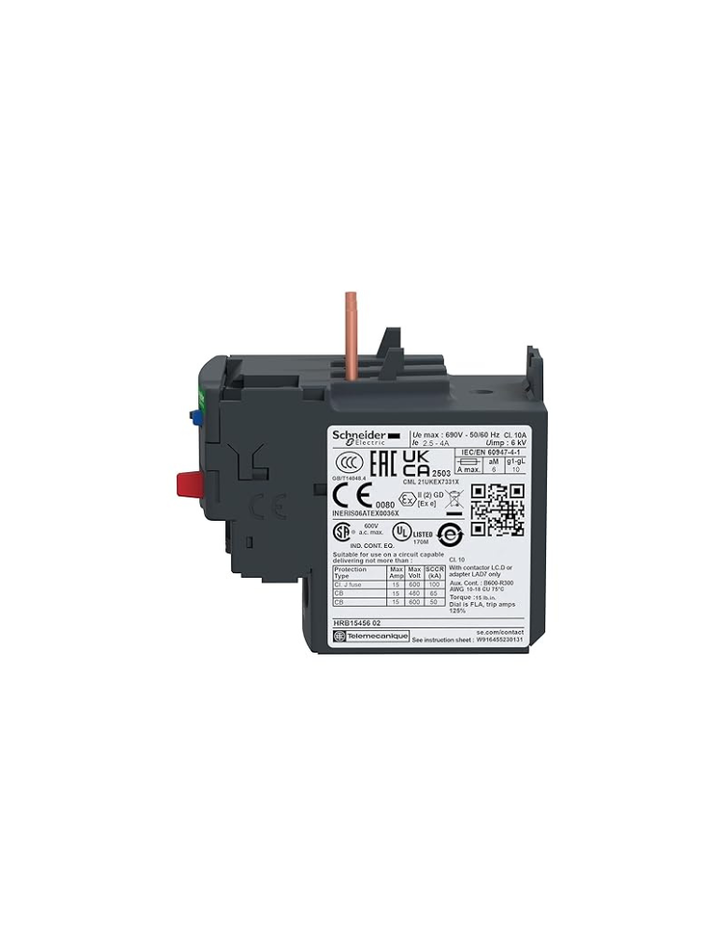 Schneider Electric LRD Thermal O/L Relay 2.50-4.00A - LRD08, Red