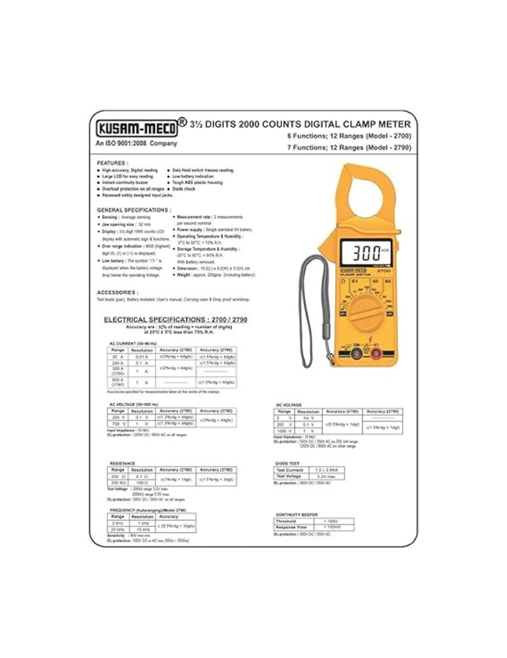 MECO LCD Battery Powered Digital Clamp Meter (KM 2700)