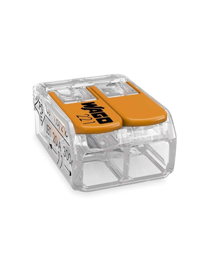 221-412 | WAGO 4MM² Compact Splicing CONNECTORS, 2-Conductor Connector with Operating LEVERS Transparent